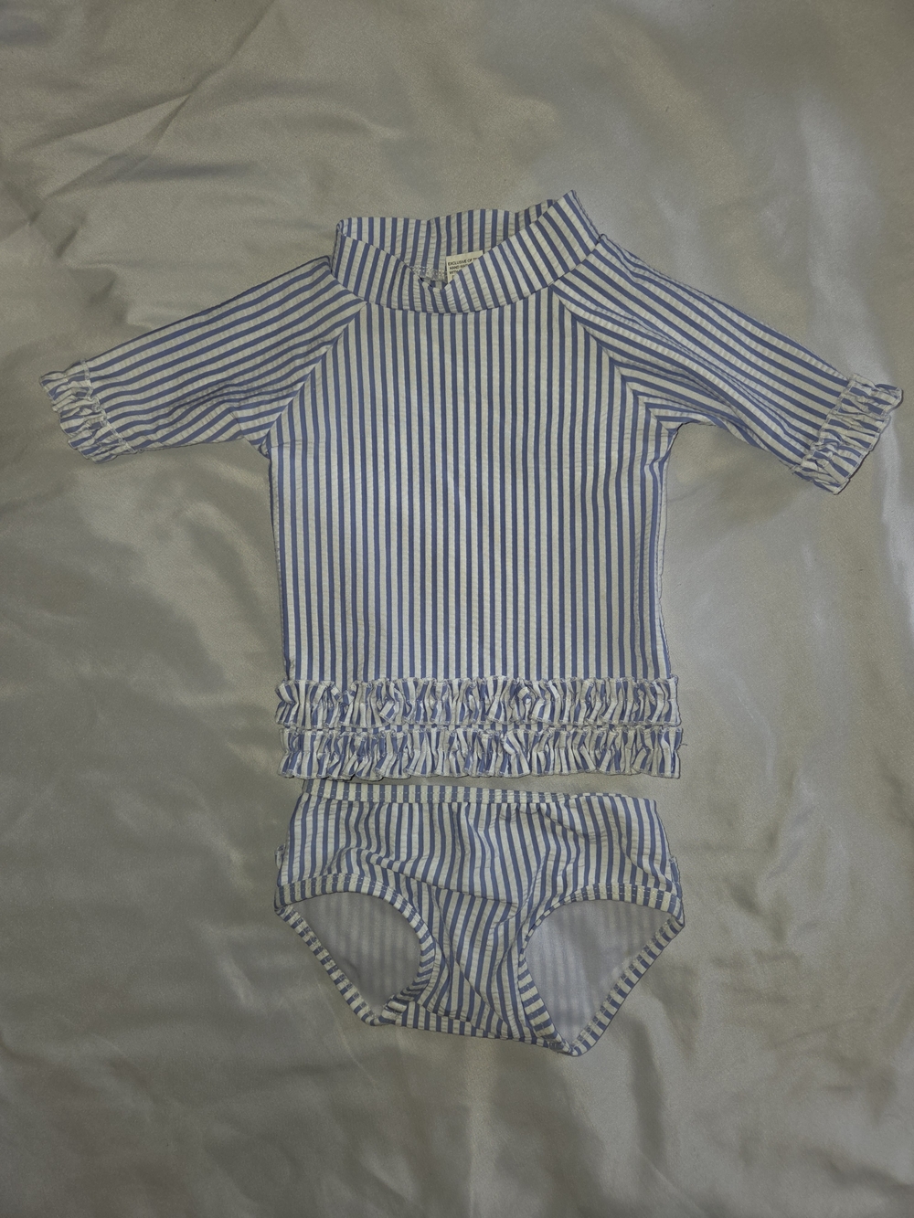 Ruffle Butts Baby Girls Seersucker Rashguard Swim Set
